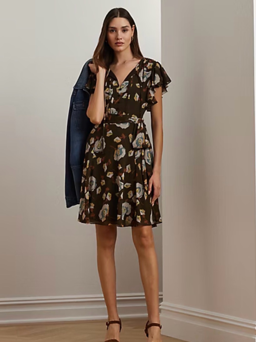 Lauren Ralph Lauren Cottagecore Floral Georgette Dress Size 4 Feminine Fall